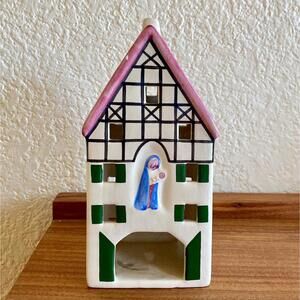 1991 Ursula Leyk Lichthaus Handmade Tea Light Holder Church West Germany 7.25"